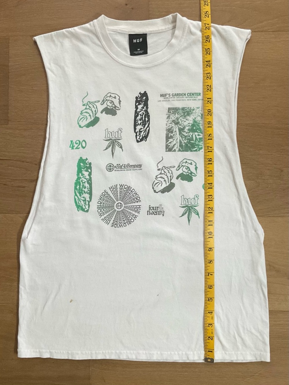 HUF THC: The HUF Company Garden Center 420 Muscle Tank White/Green Print Medium - Picture 5 of 8